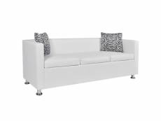 Canapé fixe 3 places | canapé scandinave sofa cuir synthétique blanc meuble pro frco80739