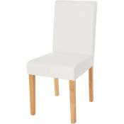 Chaise de salle à manger Littau, chaise de cuisine, similicuir - blanc mat, pieds clairs