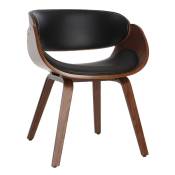 Chaise design noir et bois foncé noyer bent - Noyer