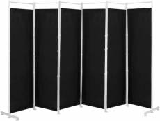Costway paravent 6 panneaux séparateur de pièces cloison de séparation pour chambre à coucher maison intérieur, combinaison libre, 300 x 180 cm, noir
