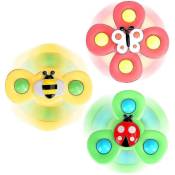 CREA 3pcs Suction Cup Spinner Toy Spinning Top Baby