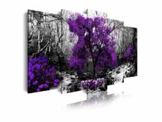 Dekoarte - impression sur toile moderne | décoration salon, chambre | nature noir blanc arbres violets | 150x80cm C0289