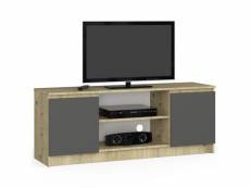 Dusk - meuble tv style moderne salon - 140x40x55 cm - 2 portes+2 tablettes - gris