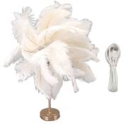 Eosnow - Lampe de table en plumes d'autruche rechargeable,