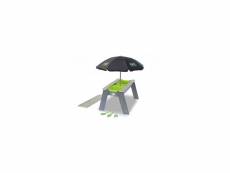Exit aksent table bac à sable et à eau l + parasol + outils de jardin 52.05.05.45