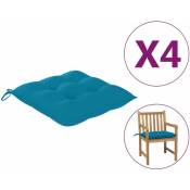 FIMEI Coussins de chaise 4 pcs Bleu clair 50x50x7 cm Tissu