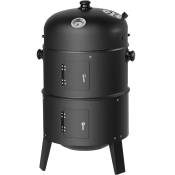 Fumoir Barbecue vertical 3 en 1, pour grillades, fumage, cuisson noir