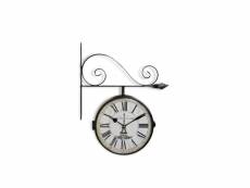 Horloge de gare ancienne double face café de la gare tour eiffel fer forge blanc 24cm - fer forgé - décoration d'autrefois