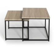 Idmarket - Lot de 2 tables basses gigognes detroit 40/45 design industriel - Naturel