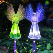 Lampe Solaire Extérieure, Lumière Ange Solaire à led Changeantes Multicolores, Eclairage Ange de Jardin Exterieur pour Extérieur Jardin Pelouse