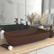 Lavabo à poser de luxe Lavabo Vasque salle de bain rectangulaire Marron foncé mat 71x38cm Céramique