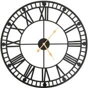 Les Tendances - Horloge murale vintage avec mouvement à quartz Métal 60 cm xxl