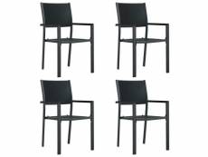 Lot de chaises de jardin 4 pièces noir plastique aspect