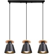 Lustre suspension fer forgé créatif moderne restaurant bar lustre suspension métal 3 lumières - Noir