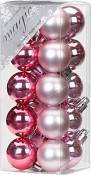 MAGIC Lot de 20 boules de Noël en plastique incassables 3 cm Assortiment de boules de Noël en plastique 30 mm Rose clair