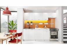 Mely - cuisine complète modulaire + linéaire l 240 cm 7 pcs - plan de travail inclus - ensemble armoires meubles cuisine - blanc