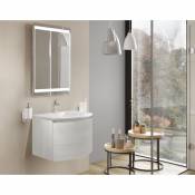 Meuble de salle de bain suspendu 60 cm Venere Bois nordique avec Lavabo en céramique et miroir | 60 cm - Standard