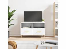 Meuble tv contemporain | banc tv armoire tv | blanc 80x36x50 cm bois d'ingénierie meuble pro frco91591