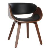 Miliboo - Chaise design noir et bois foncé noyer bent - Noyer / noir