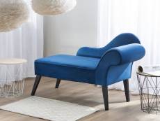 Mini chaise longue en velours bleu côté droit biarritz 138863