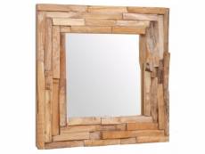 Miroir décoratif carré teck marron 60 x 60 cm dec022671