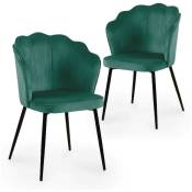 Mobilier Deco - duchesse - Lot de 2 chaises design en velours vert pieds noirs - Vert