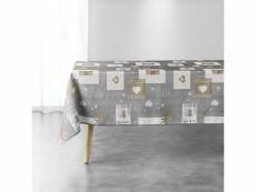 Nappe rectangle 150 x 240 cm polyester imprime augustin gris