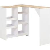 Nova - Table de bar avec bureau avec pc en bois moderne différentes couleurs Couleur : Blanc et bois