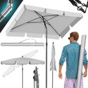 Parasol rectangulaire avec housse 2en1 et sac de transport Parasol de terrasse Parapluie 200 × 125cm pour balcon, jardin et terrasse Gris clair