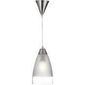 Searchlight Metal And Glass - Suspension à 1 ampoule au fini chrome avec abat-jour en verre transparent et givré, E27