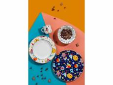 Set service vaisselle pour enfant 6 pièces panpan porcelaine motif planète et galaxies animés