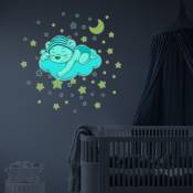Stickers mural phosphorescents lumineux ourson 90x105cm