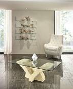 Table basse en blanc et gris pierre papillon