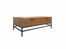 Table basse en bois rustique et métal noir 4 tiroirs - factory