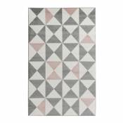 Tapis à triangles tricolores - Rose - 160 x 230 cm