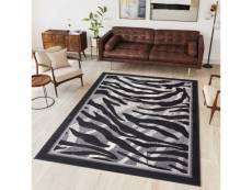 Tapiso dream tapis moderne animal sauvage zèbre gris noir 130 x 190 cm 6601C BLACK 1,30-1,90 CHEAP PP CRM