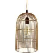 The Home Deco Factory - Suspension luminaire en métal filaire Cage - Diam. 20 cm - Diam. 20 x 30 - Marron