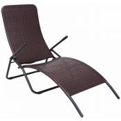 Topdeal - Chaise longue pliable Rotin synthétique