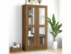 Vidaxl armoire à vitrine chêne brun 82,5x30,5x150 cm bois d'ingénierie