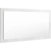Vladon - Miroir mural miroir rectangulaire Lima V2 110 cm pour hall vestiaire salon - Blanc haute brillance - Blanc haute brillance
