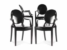 X4 fauteuil louis xiv design transparent noir