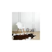 135x140 cm effet peau de vache blanc et marron - Tapis