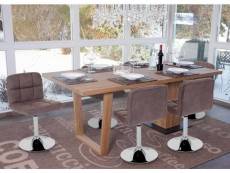 6 x chaise de salle à manger kavala, pivotante, imitation daim, chrome ~ brun foncé vintage