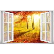Affiche fenêtre Balade Automnale en Forêt- 60x40cm