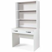 Argonauta - Bureau avec tiroir pour chambre ou bureau avec support blanc bibliothèque poste de travail informatique