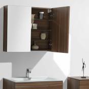 Armoire de toilette bloc-miroir siena largeur 80 cm noyer - Marron