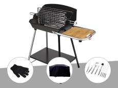Barbecue Horizontal et Vertical Excel Grill Somagic + Gant de protection + Housse + Malette 8 accessoires inox