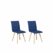 Beliani Beliani Lot de 2 chaises en tissu bleu marine BROOKLYN - bleu foncé