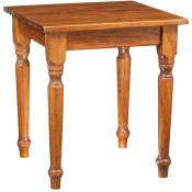 Biscottini - Table rustique en bois massif de tilleul finition noyer L70xPR70xH78 cm