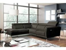 Canapé d'angle relax en 100% tout cuir épais de luxe italien avec relax électrique, 5/6 places dali, anthracite, angle gauche (vu de face)